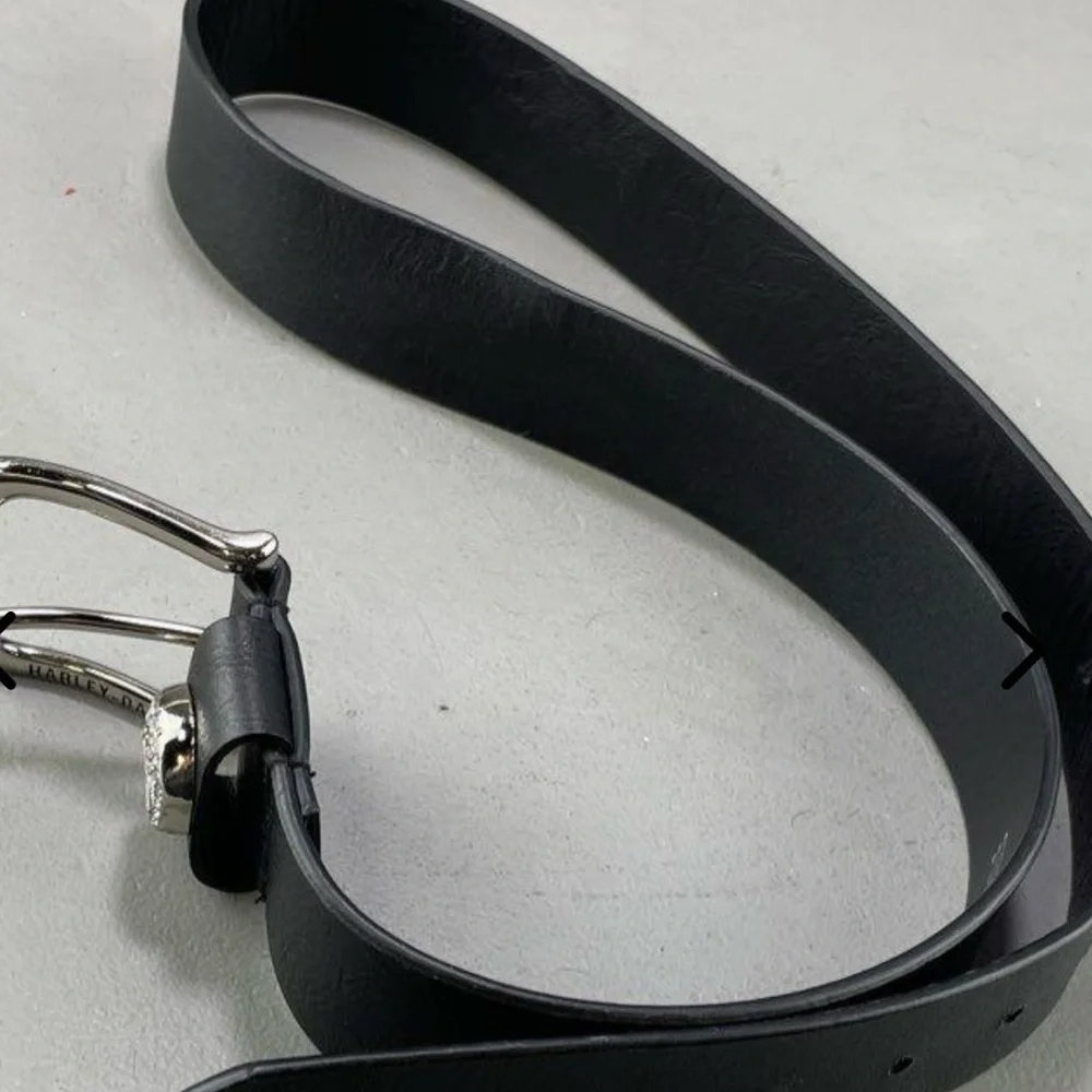 Harley Davidson 44'' Black Leather Belt w/ Faux Jewel Skull NWOT